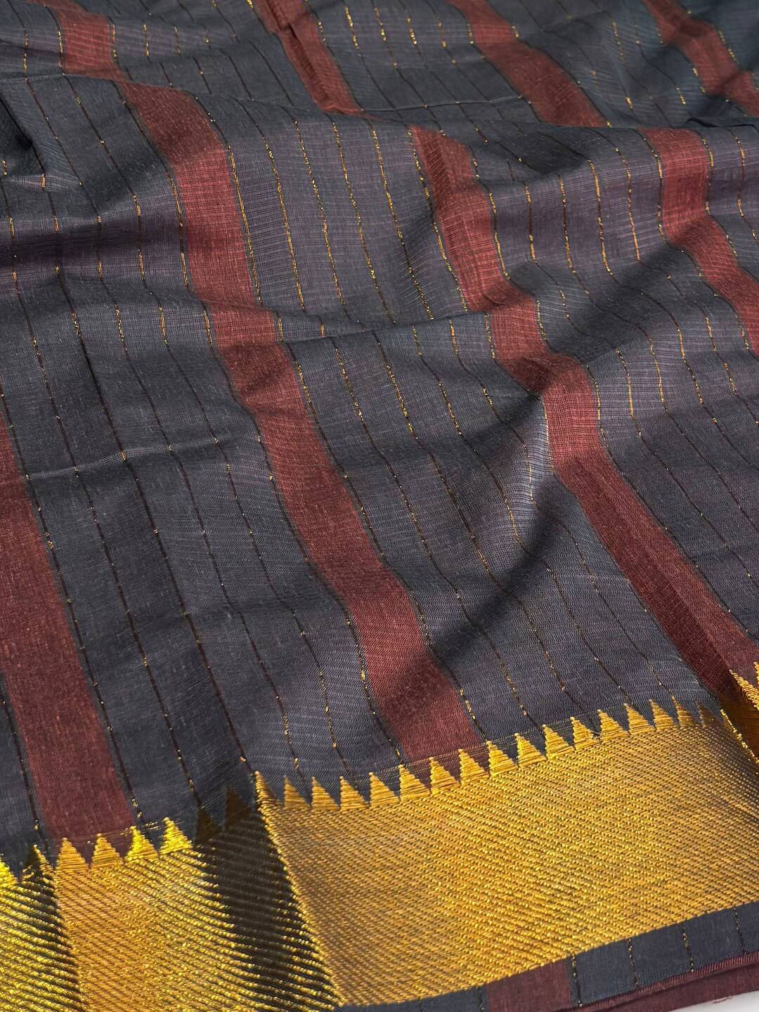 Brown Mangalagiri Cotton  Saree