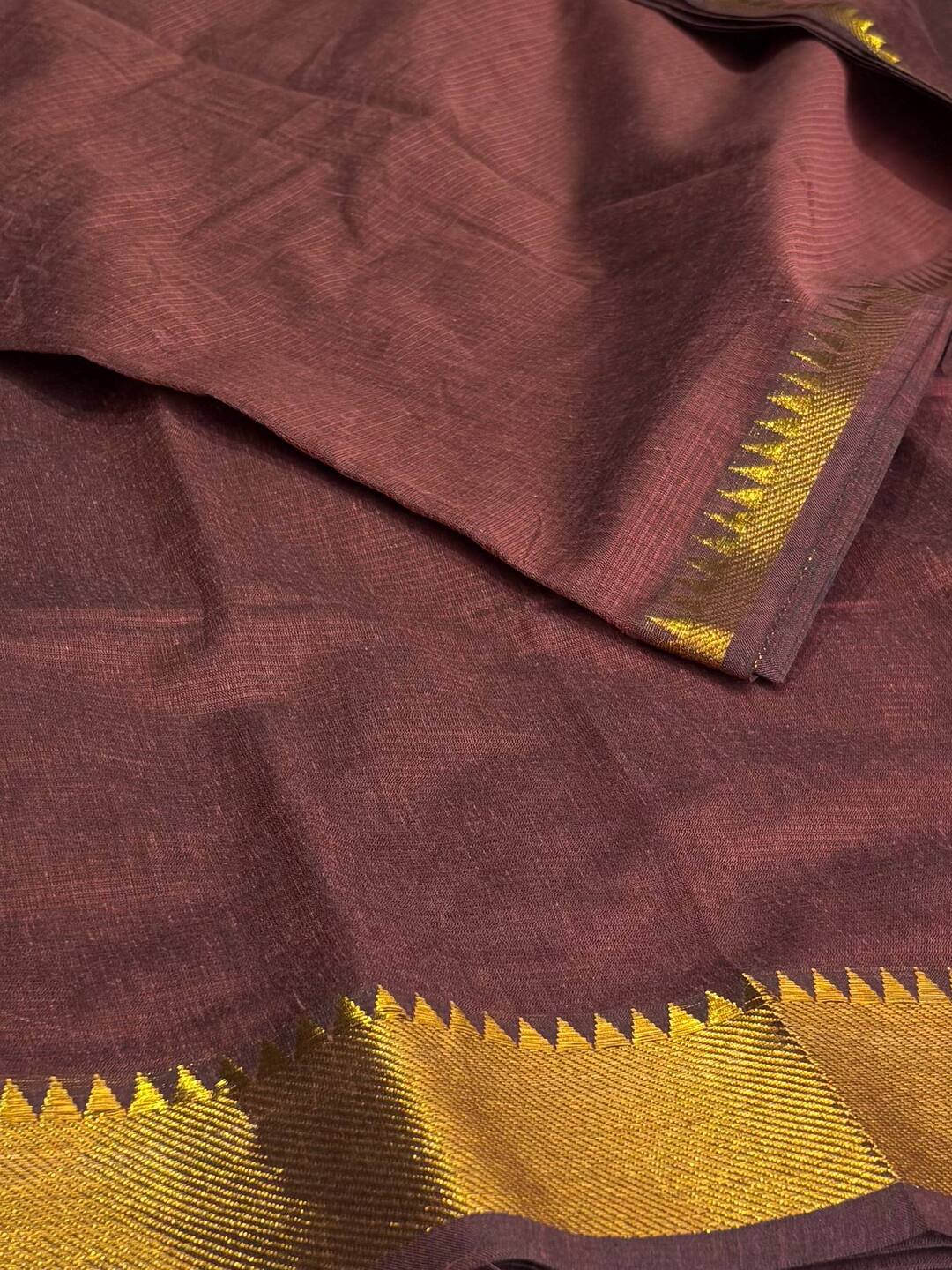 Brown Mangalagiri Cotton  Saree