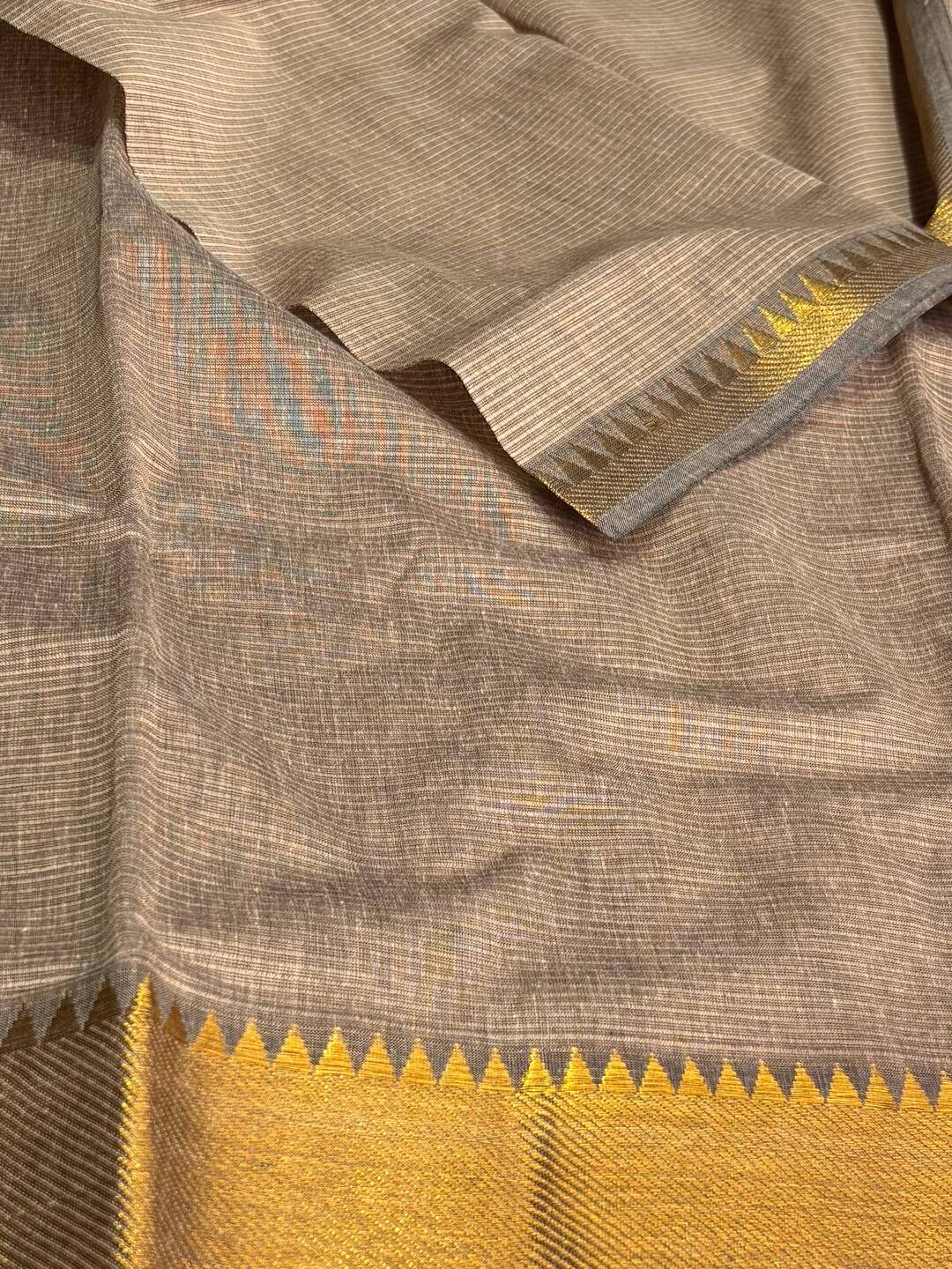 Gray Mangalagiri Cotton Saree