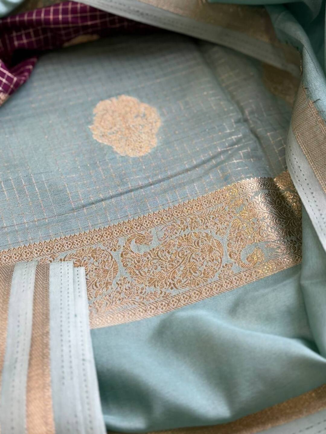 Royal Purple Checked Chiffon Silk Saree