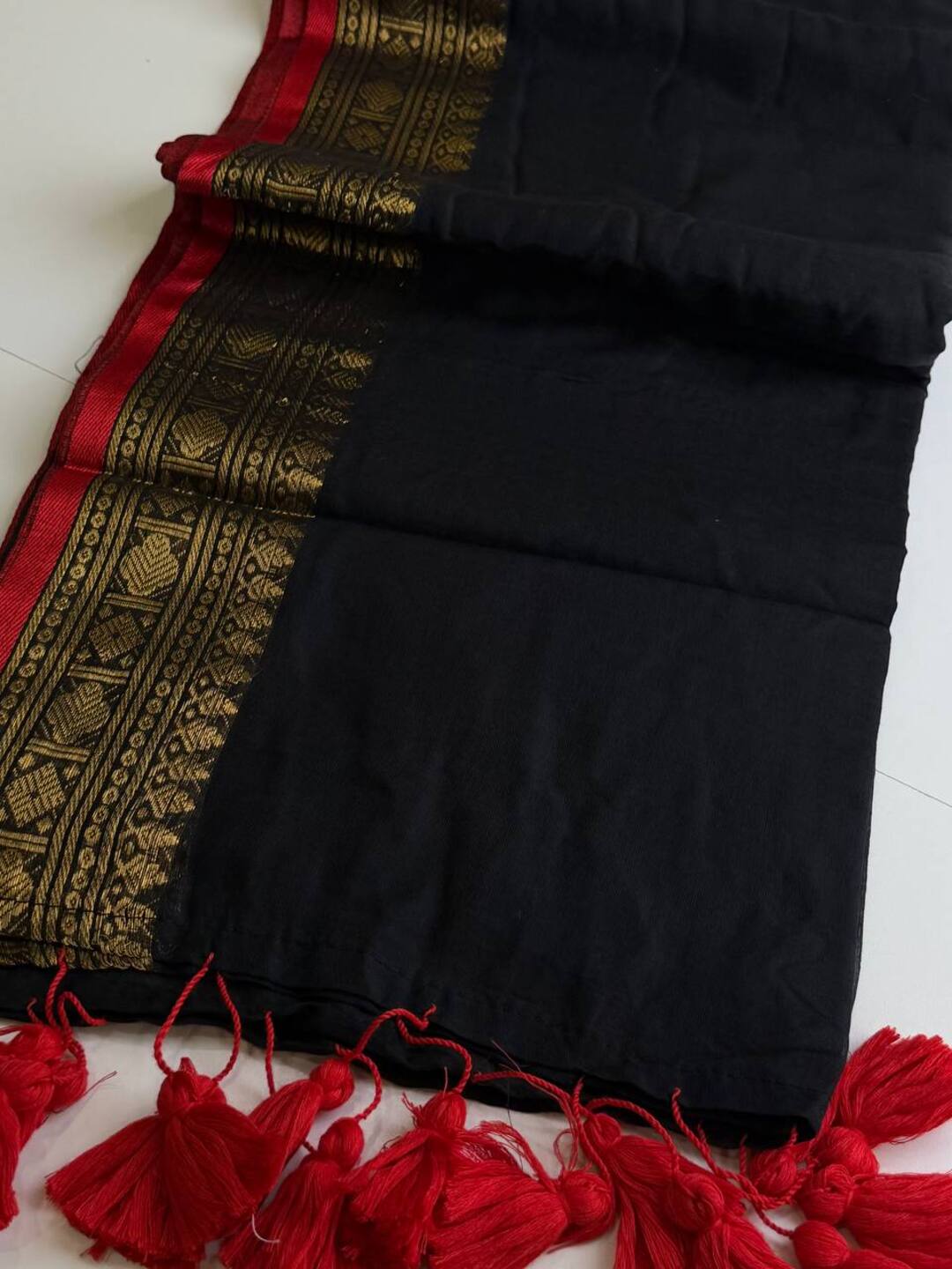 Black Kadhi Cotton Saree