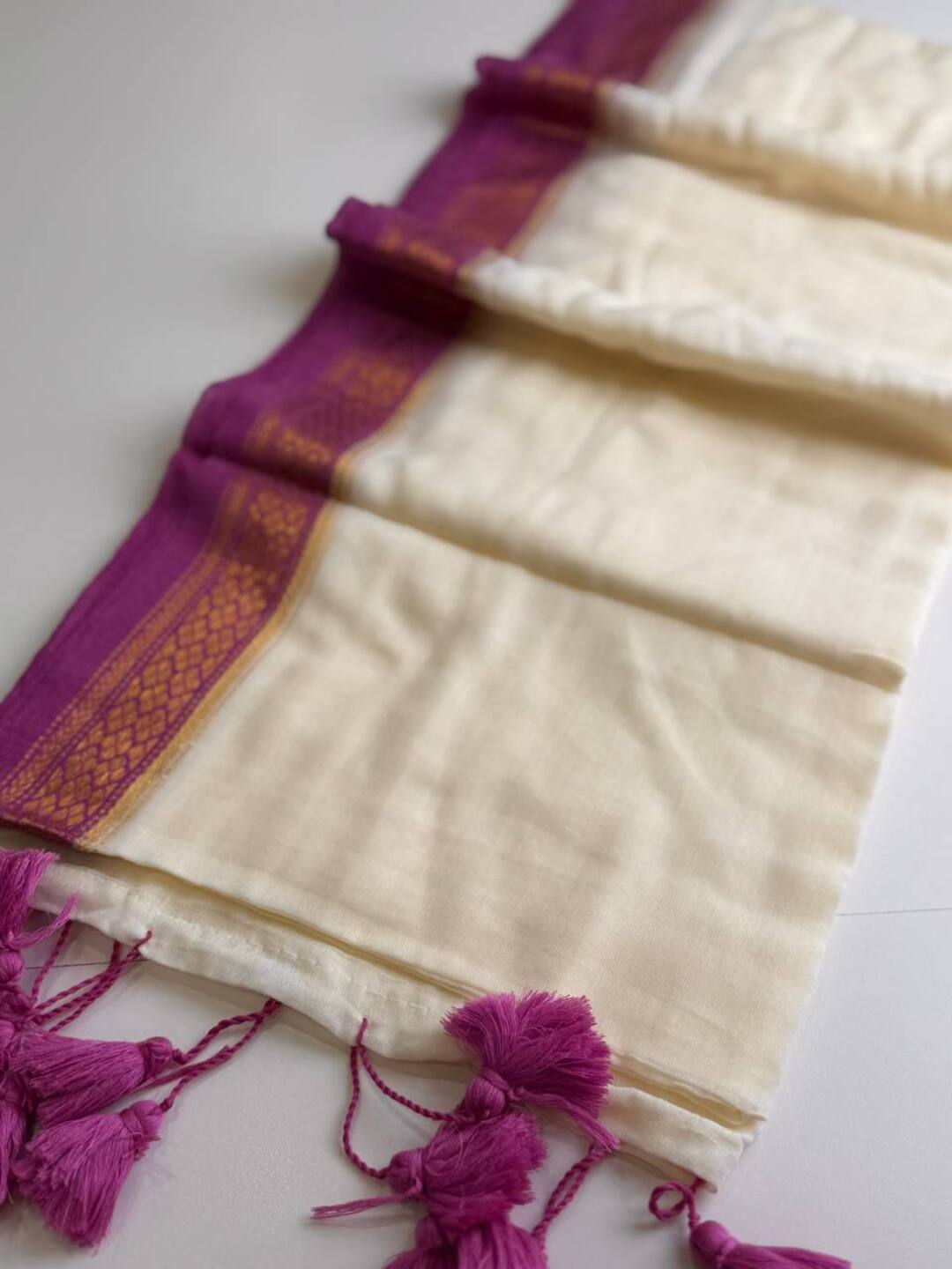 Off White Kadhi Cotton Saree