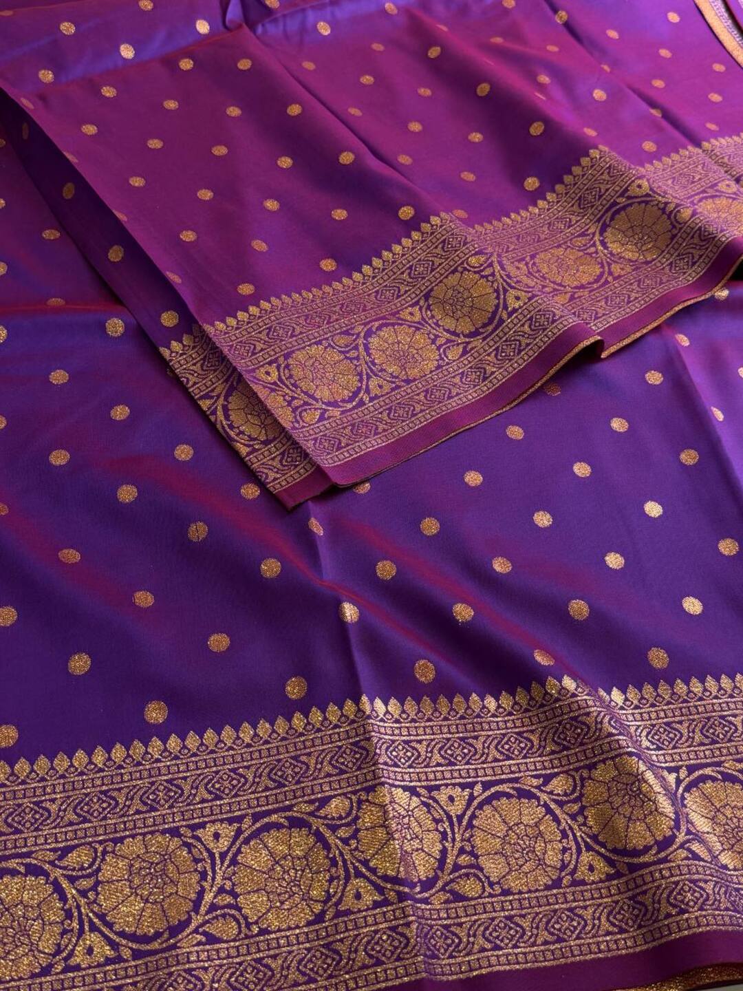 Dual Tone Purple Banaras Cotton Silk Saree