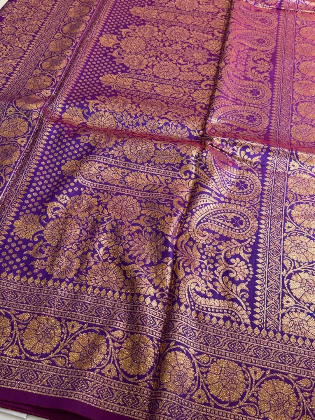 Dual Tone Purple Banaras Cotton Silk Saree