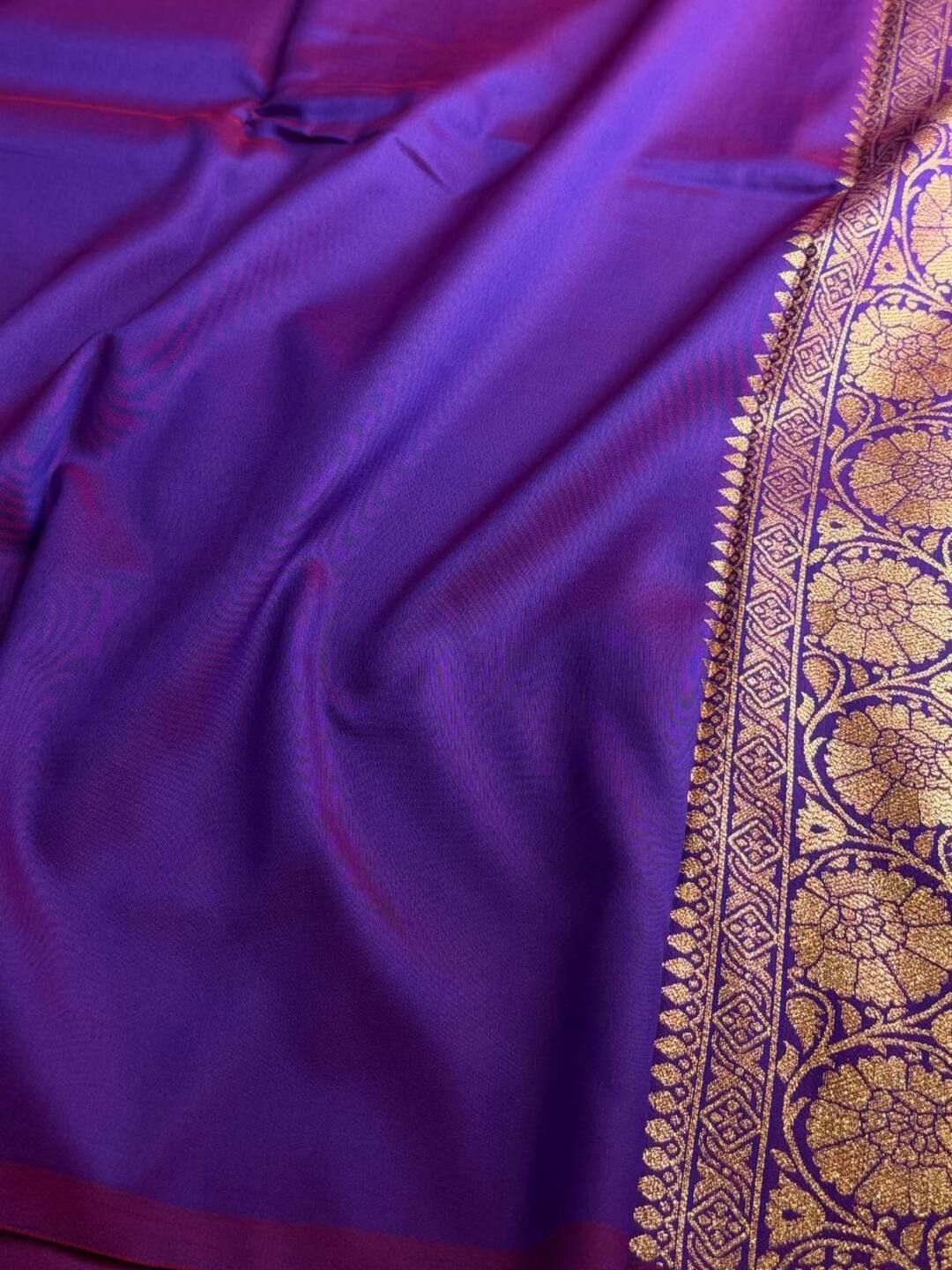 Dual Tone Purple Banaras Cotton Silk Saree