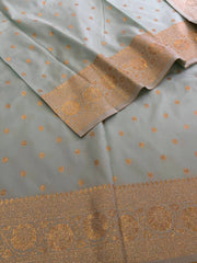 Greenish Blue Banaras Cotton Silk Saree