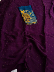 Plum Purple Georgette saree