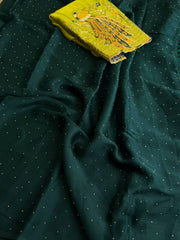 Emerald Green Georgette saree