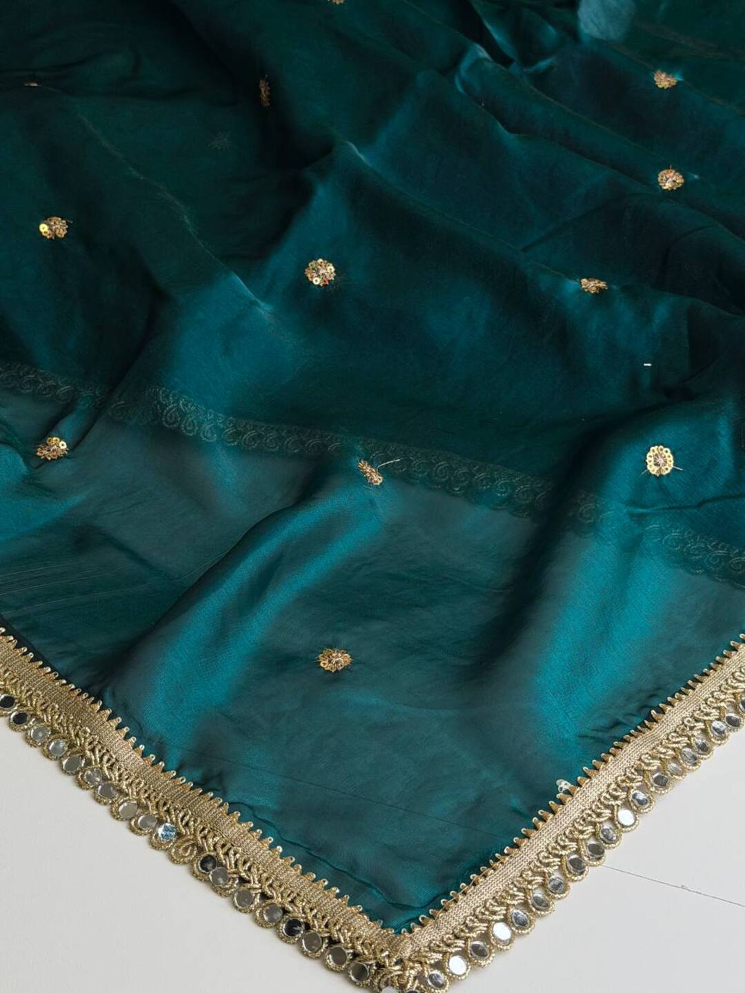 Teal Green Georgette saree