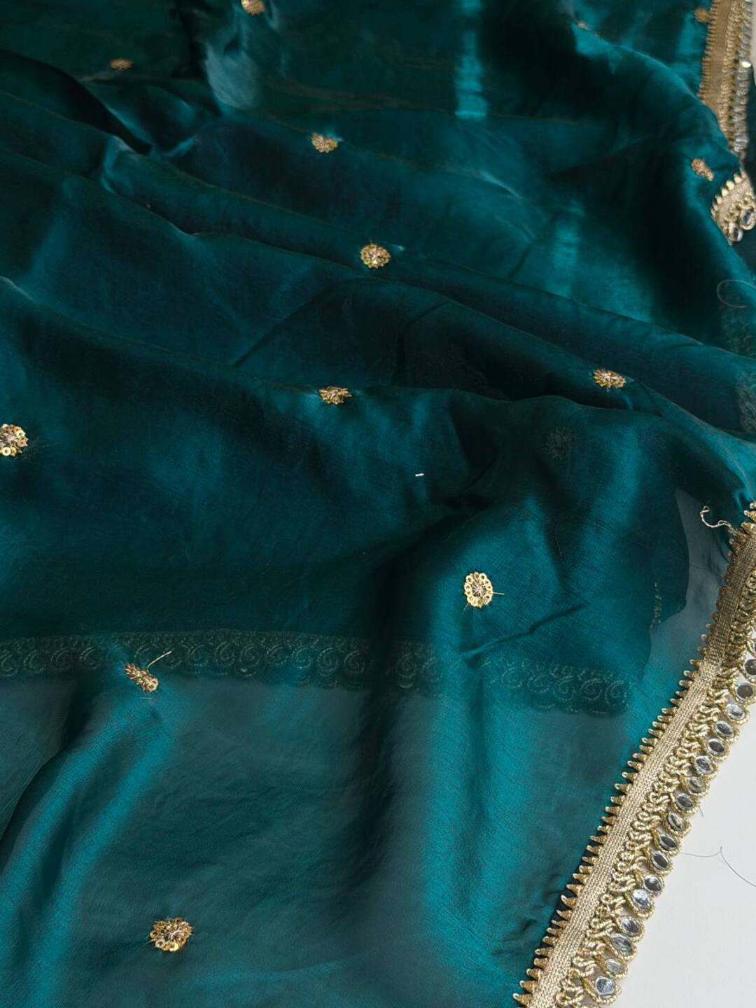 Teal Green Georgette saree