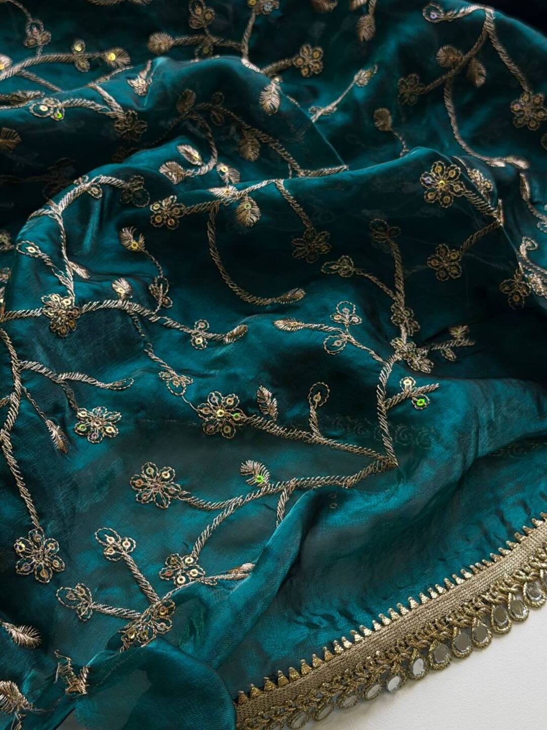 Teal Green Georgette saree