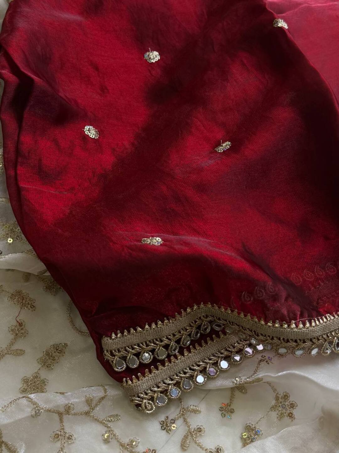 Maroon Georgette saree