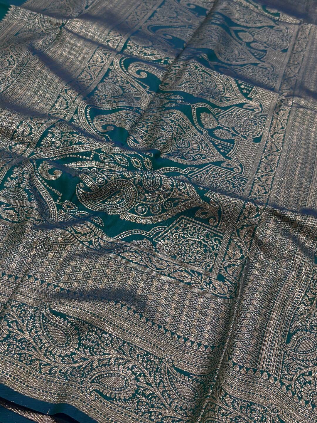 Peacock Blue Cotton Silk Saree