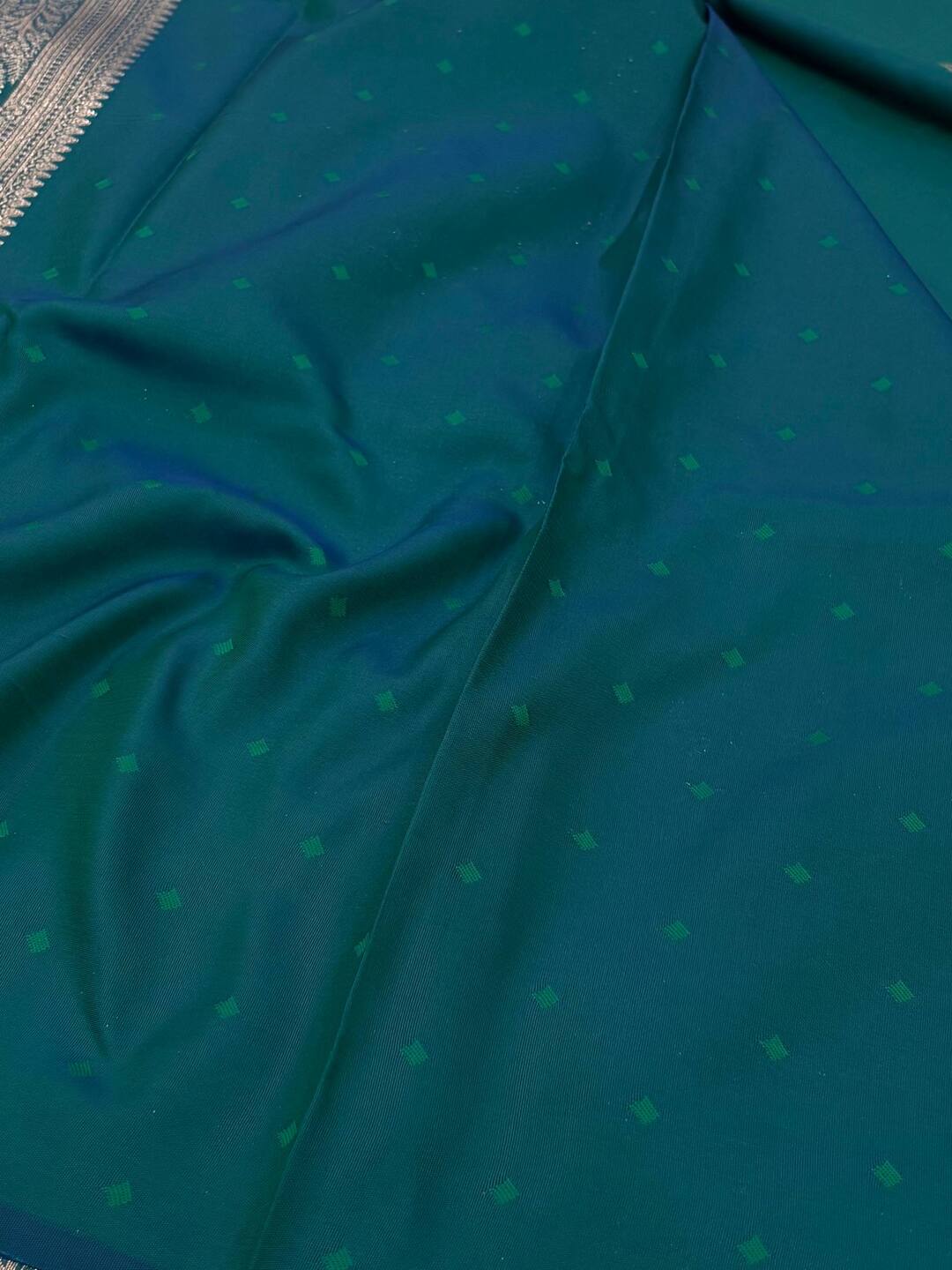 Peacock Blue Cotton Silk Saree