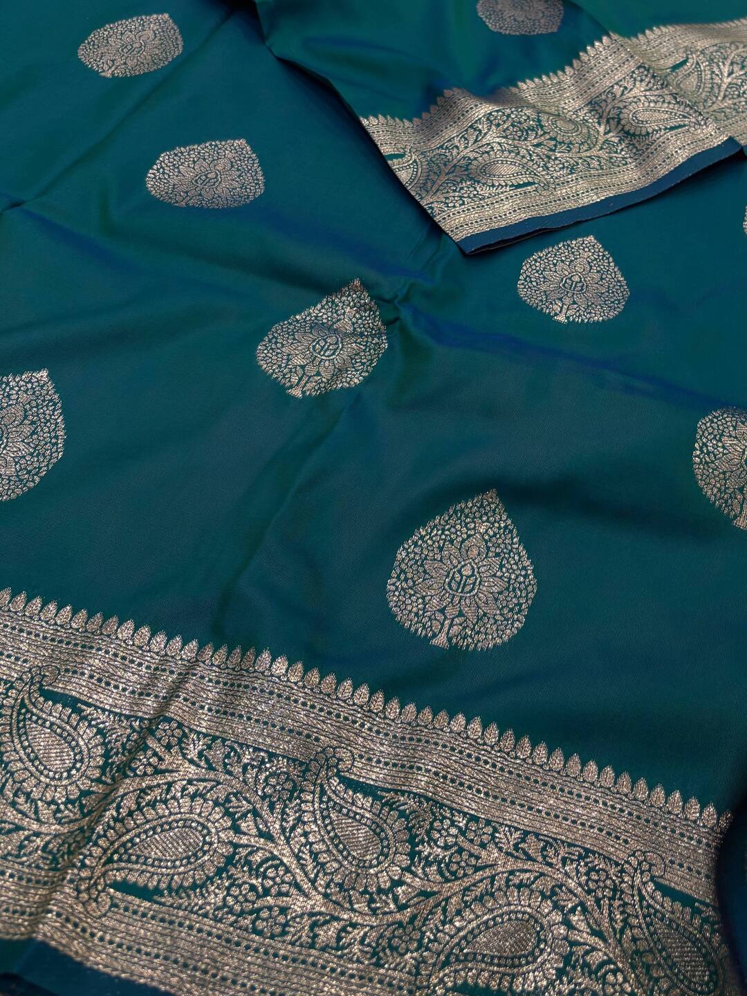 Peacock Blue Cotton Silk Saree