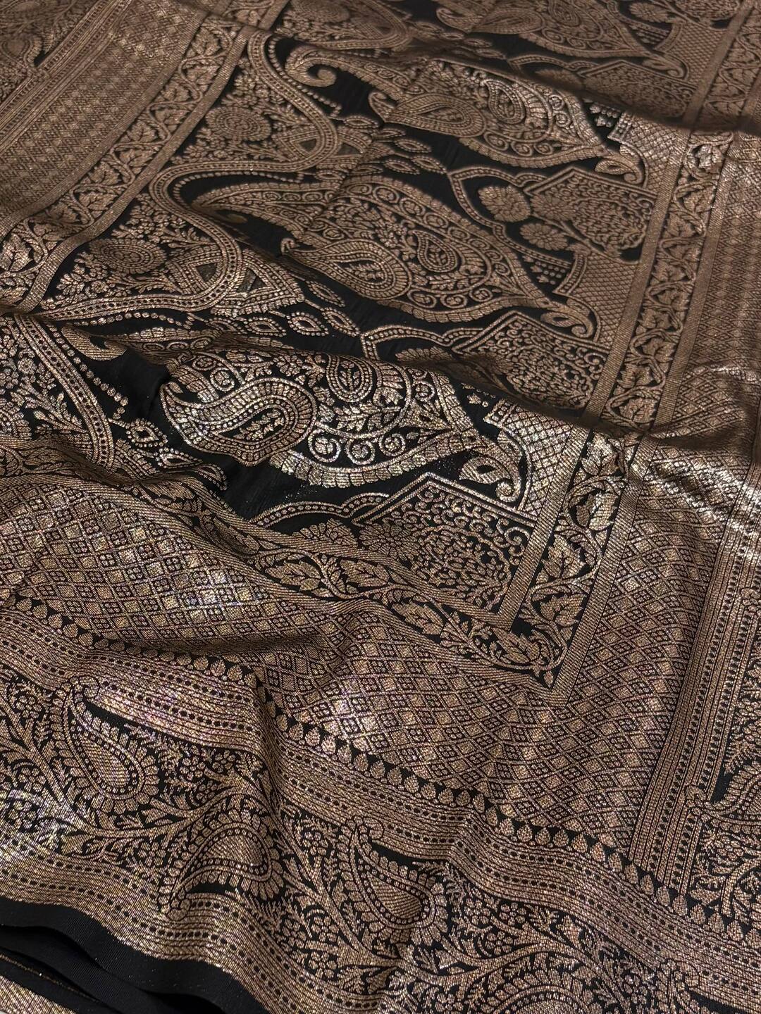 Black Cotton Silk Saree