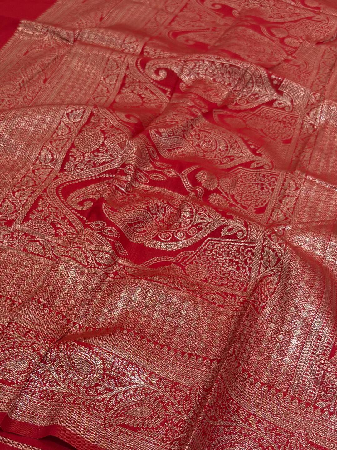 Red Cotton Silk Saree