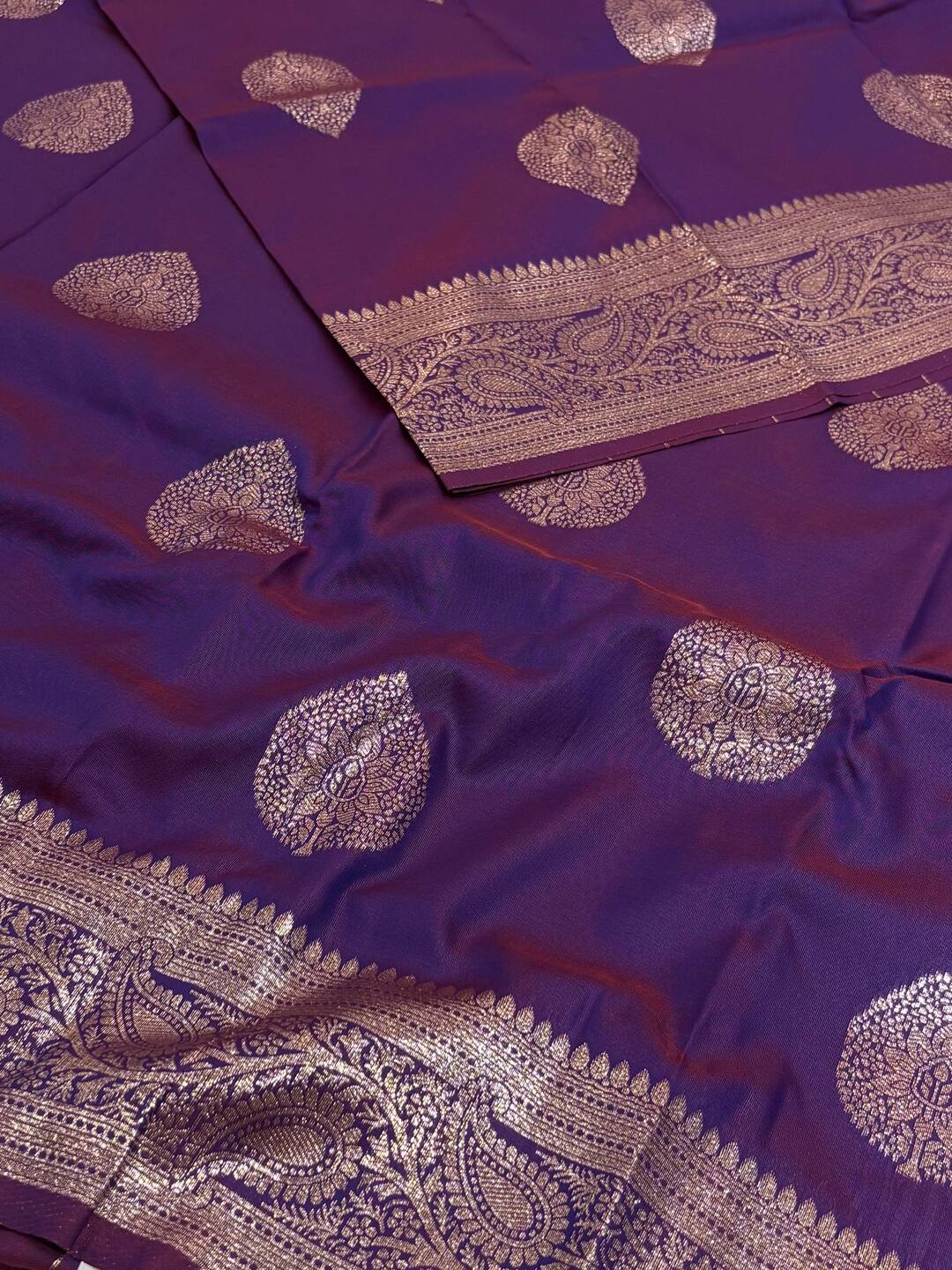 Dual Tone Purple Cotton Silk Saree