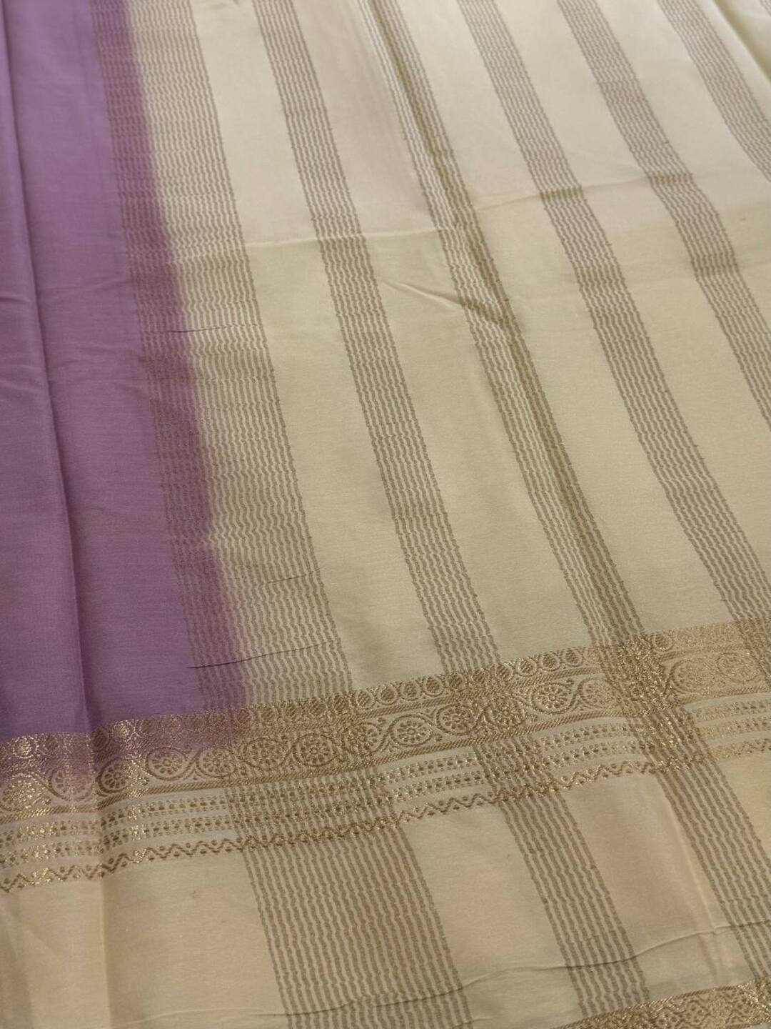 Lavender Purple Semi Mysore Chiffon Saree