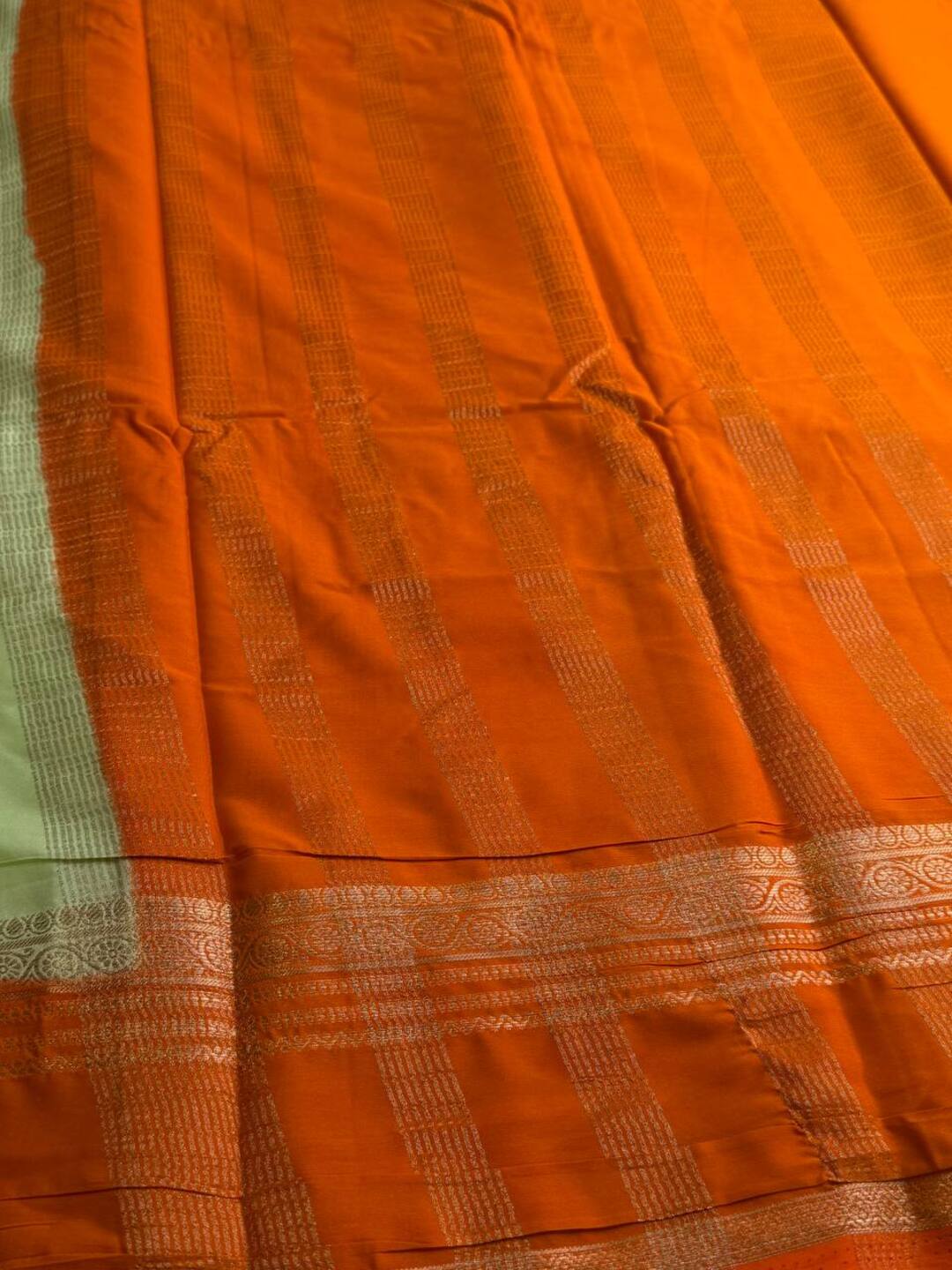 Pastel Green Semi Mysore Chiffon Saree