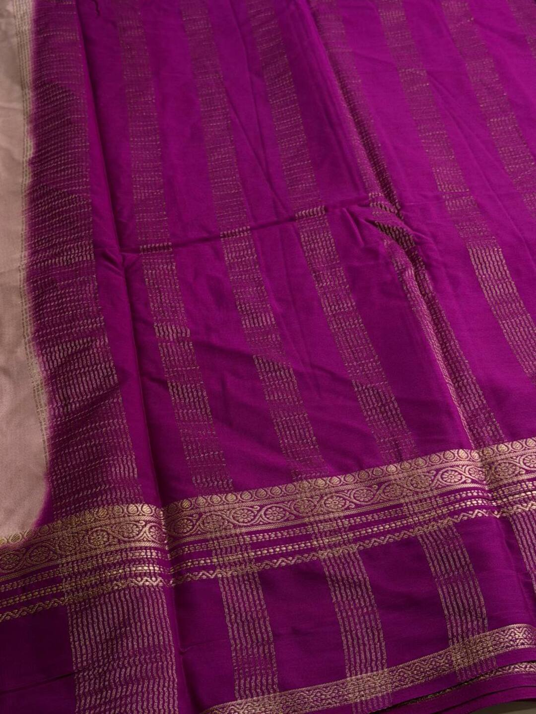 Pastel Pink Semi Mysore Chiffon Silk Saree