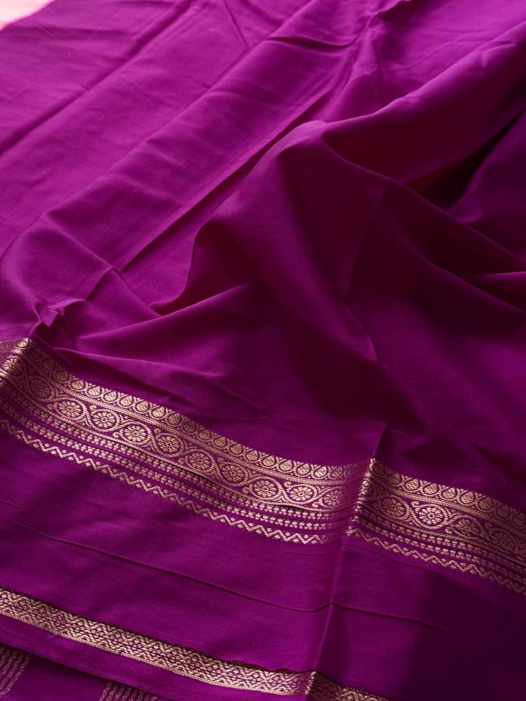 Pastel Pink Semi Mysore Chiffon Silk Saree