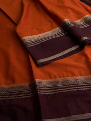 Burnt Orange Semi Mysore Chiffon Saree