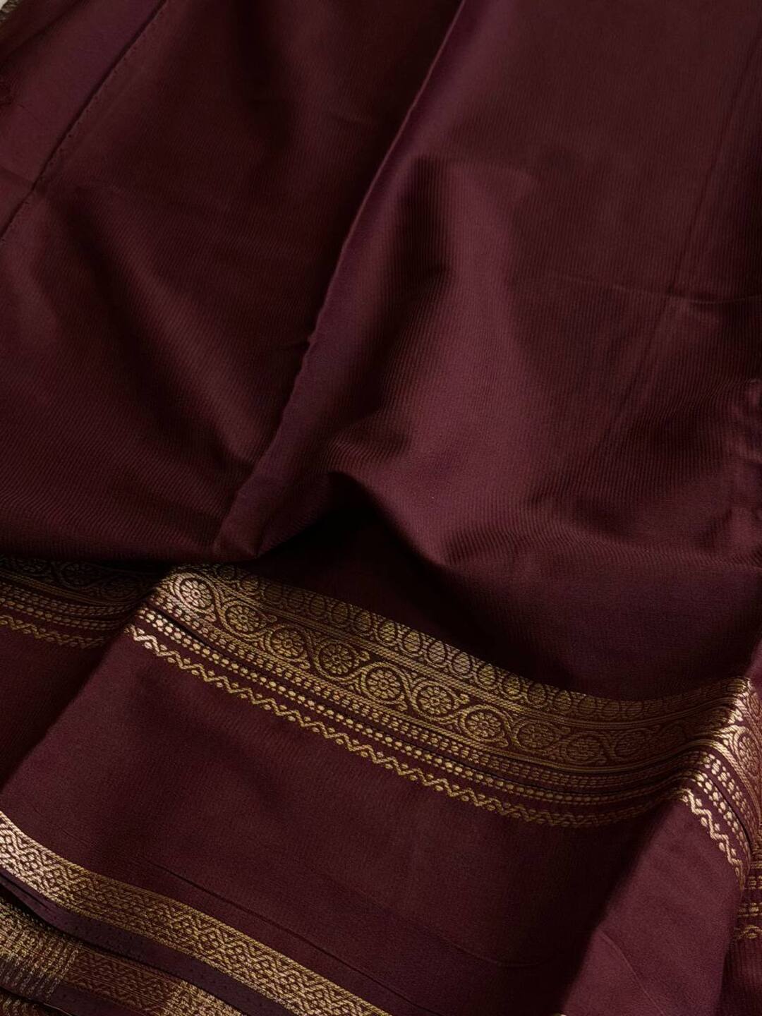 Burnt Orange Semi Mysore Chiffon Saree