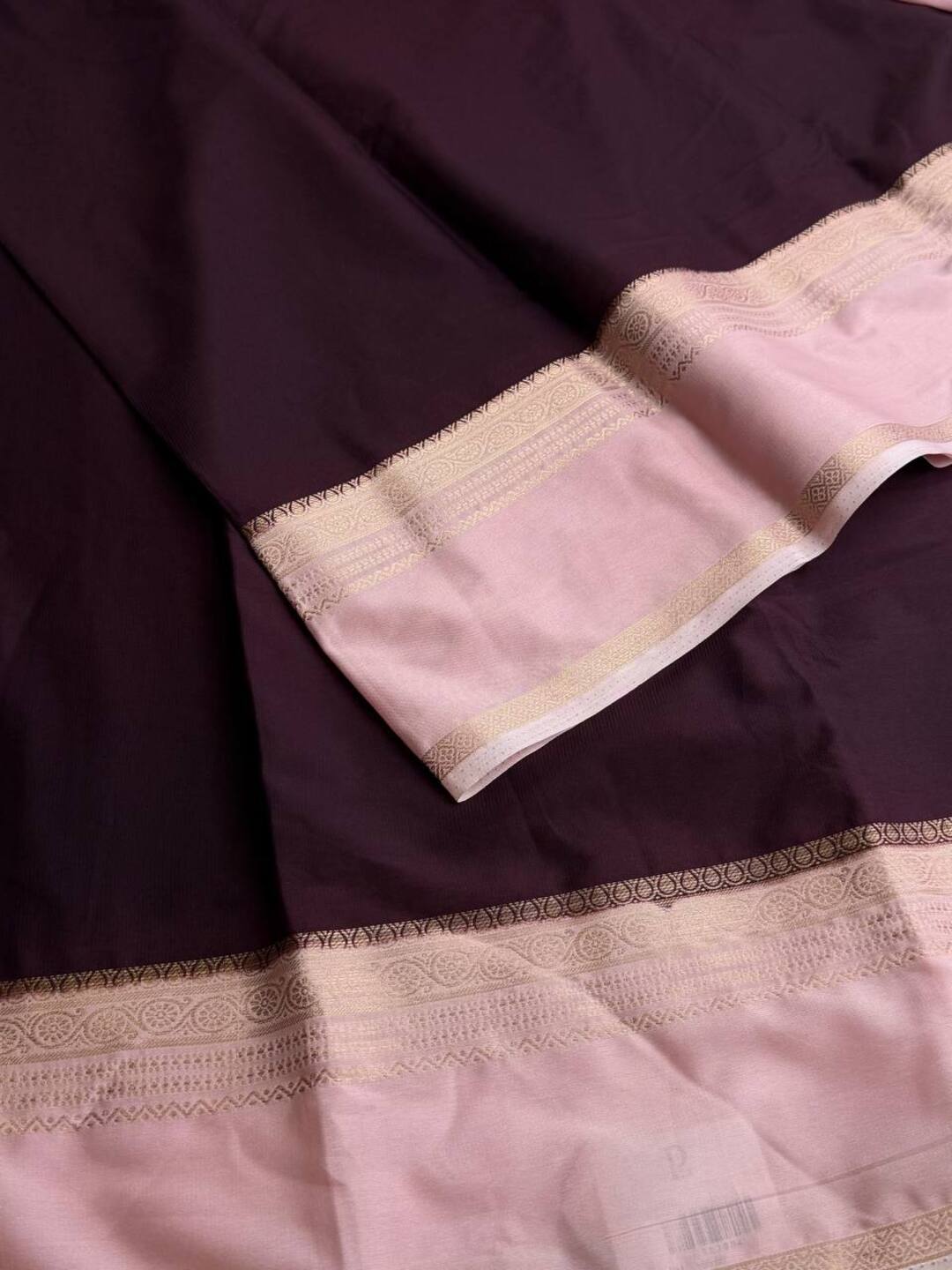 Plum Purple Semi Mysore Chiffon Saree