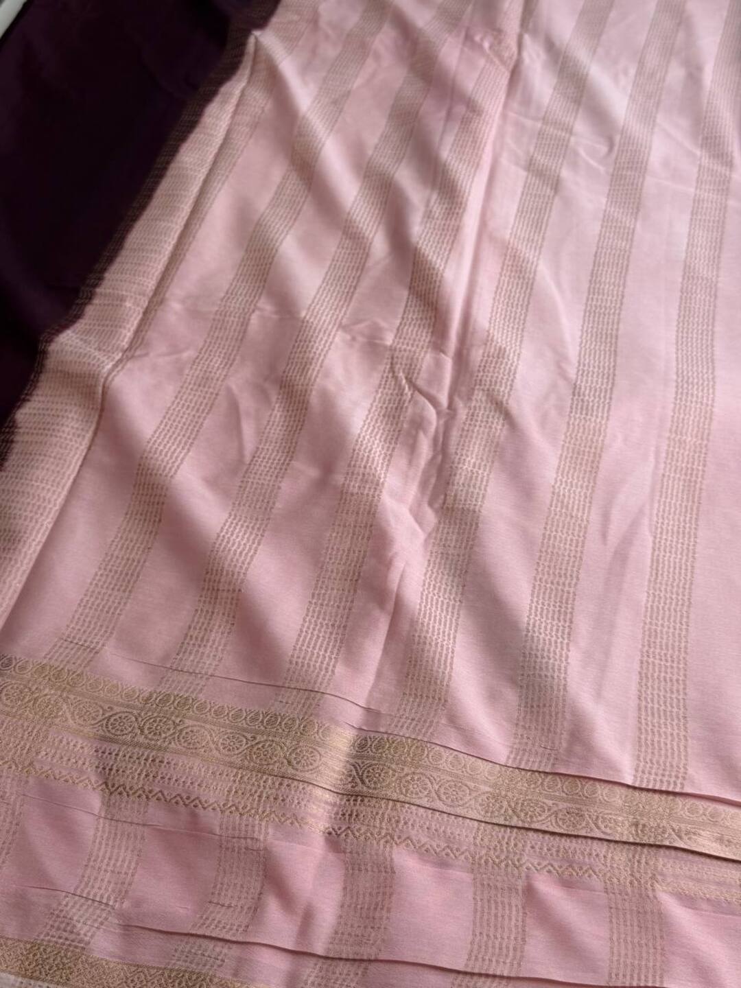 Plum Purple Semi Mysore Chiffon Saree