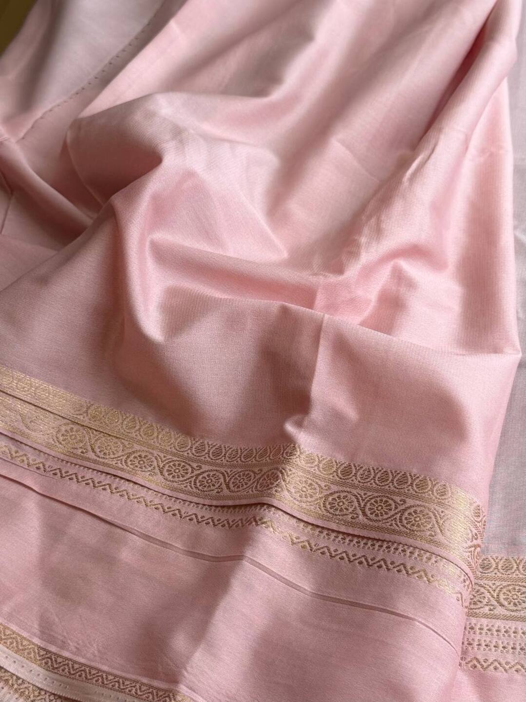 Plum Purple Semi Mysore Chiffon Saree