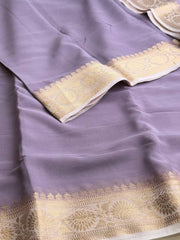 Lavender Purple Chiffon Silk Saree
