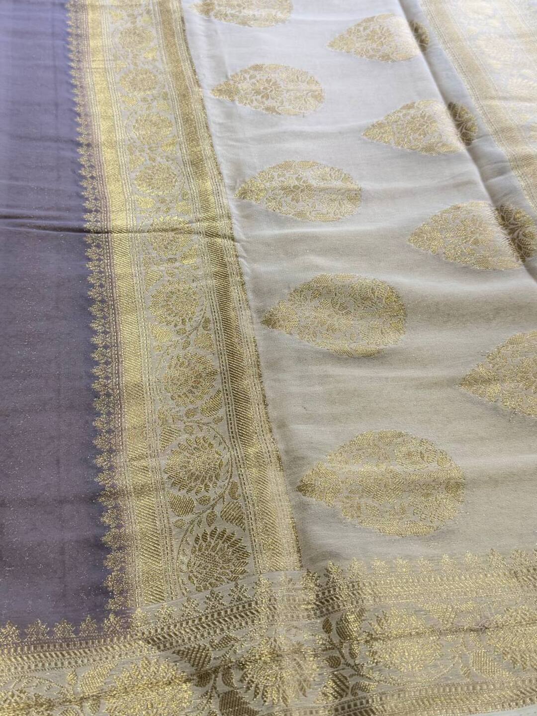 Lavender Purple Chiffon Silk Saree