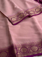 Pastel Pink Chiffon Silk Saree