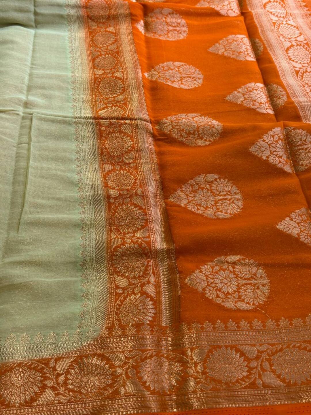 Pastel Green Chiffon Silk Saree