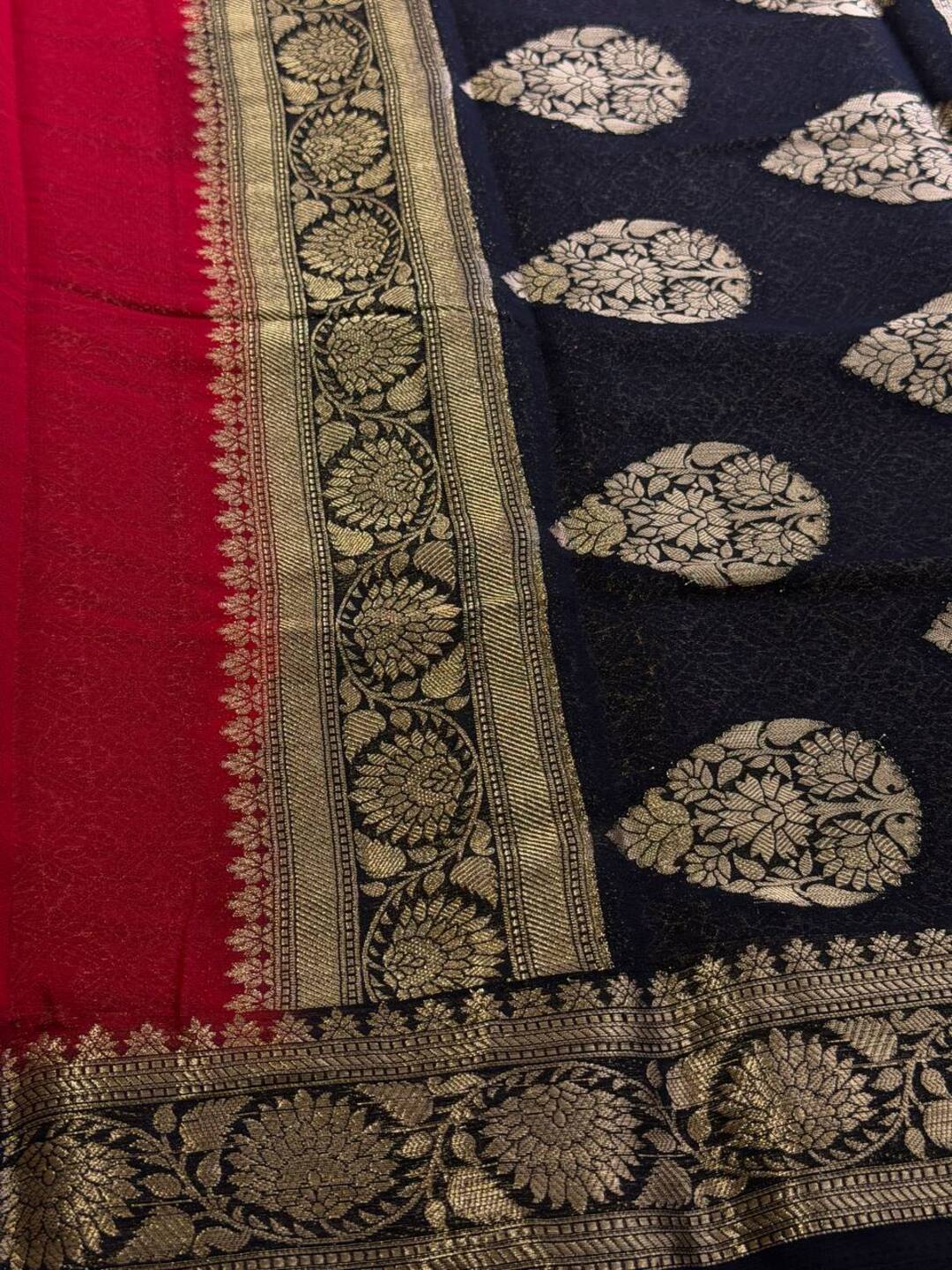Chili Red Chiffon Silk Saree