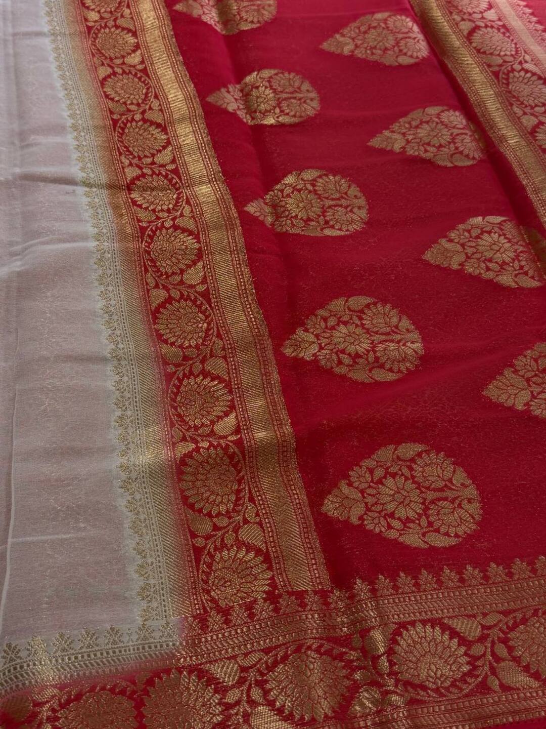 Pure White Chiffon Silk Saree
