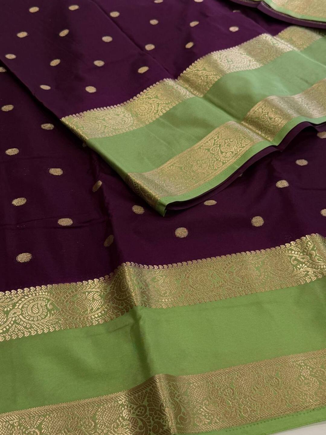 Plum Purple Semi Mysore Chiffon Silk Saree