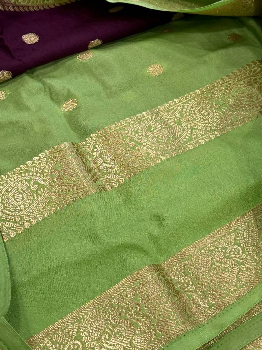 Plum Purple Semi Mysore Chiffon Silk Saree