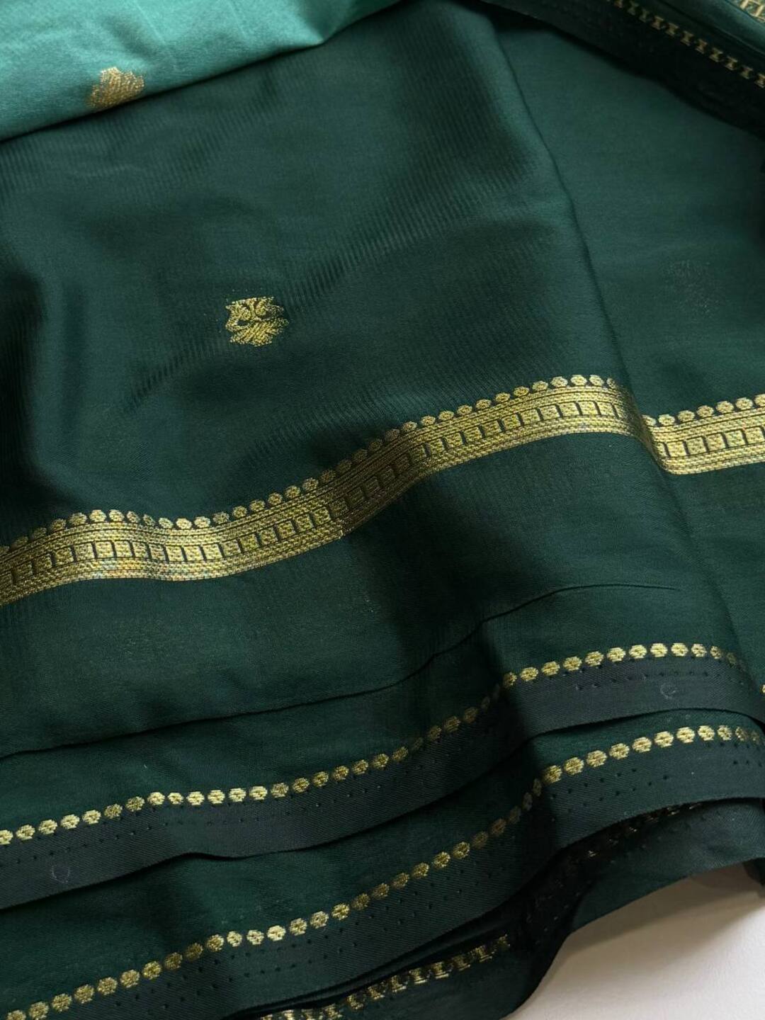 Seafoam Green Semi Mysore Chiffon Silk Saree