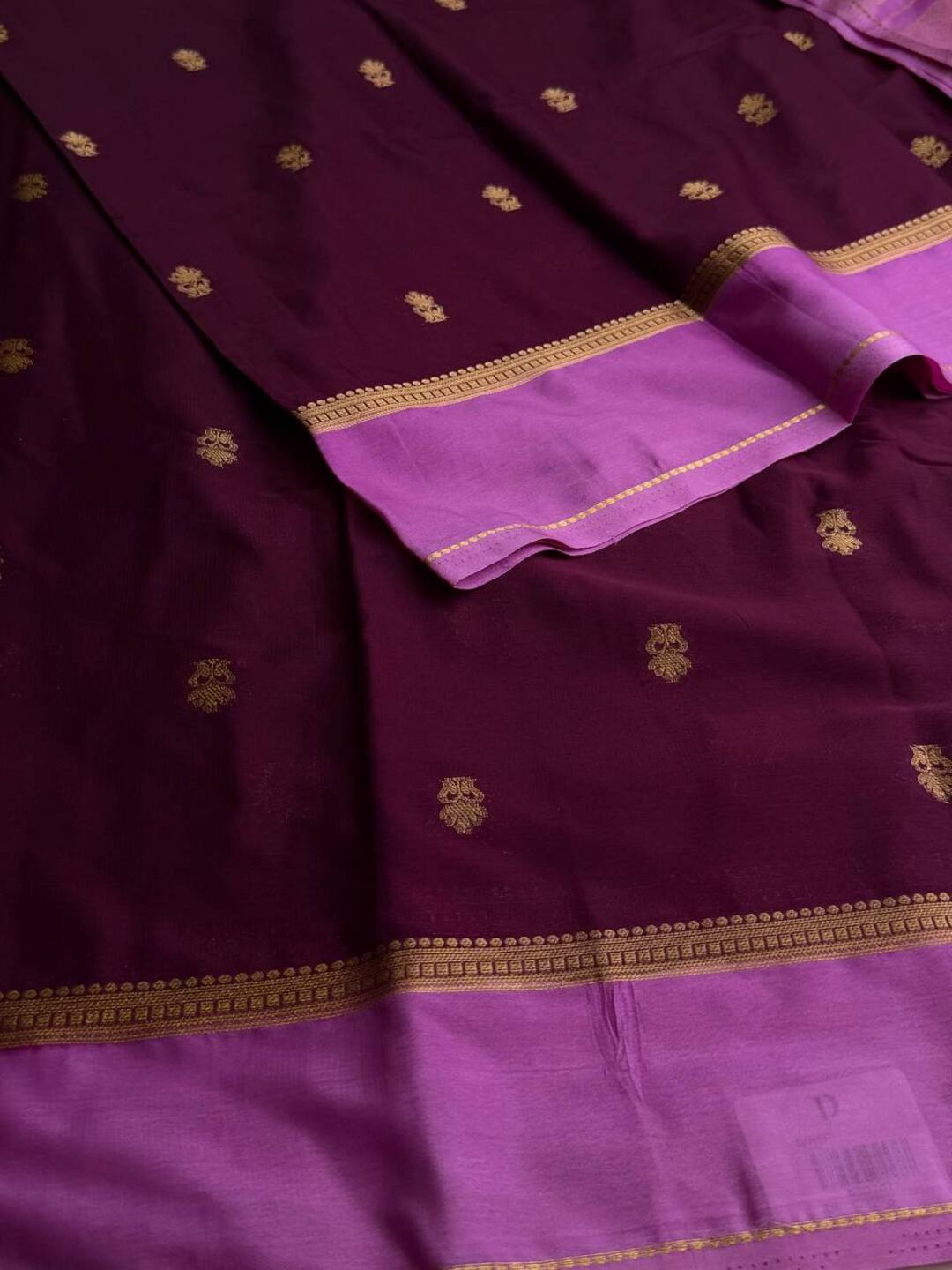 Wine Purple Semi Mysore Chiffon Silk Saree