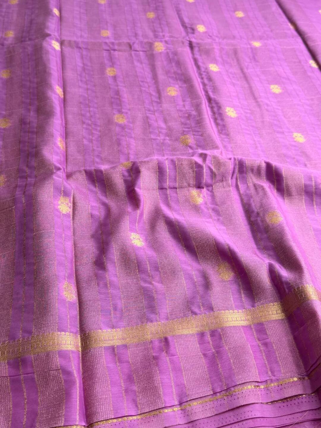 Wine Purple Semi Mysore Chiffon Silk Saree