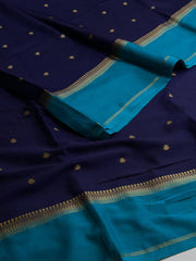 Navy Blue Semi Mysore Chiffon Saree