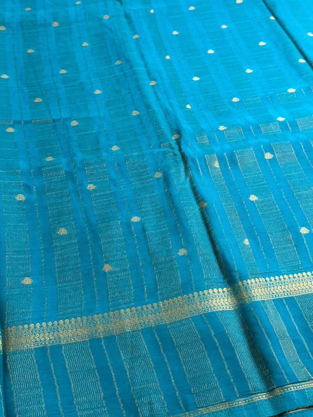 Navy Blue Semi Mysore Chiffon Saree