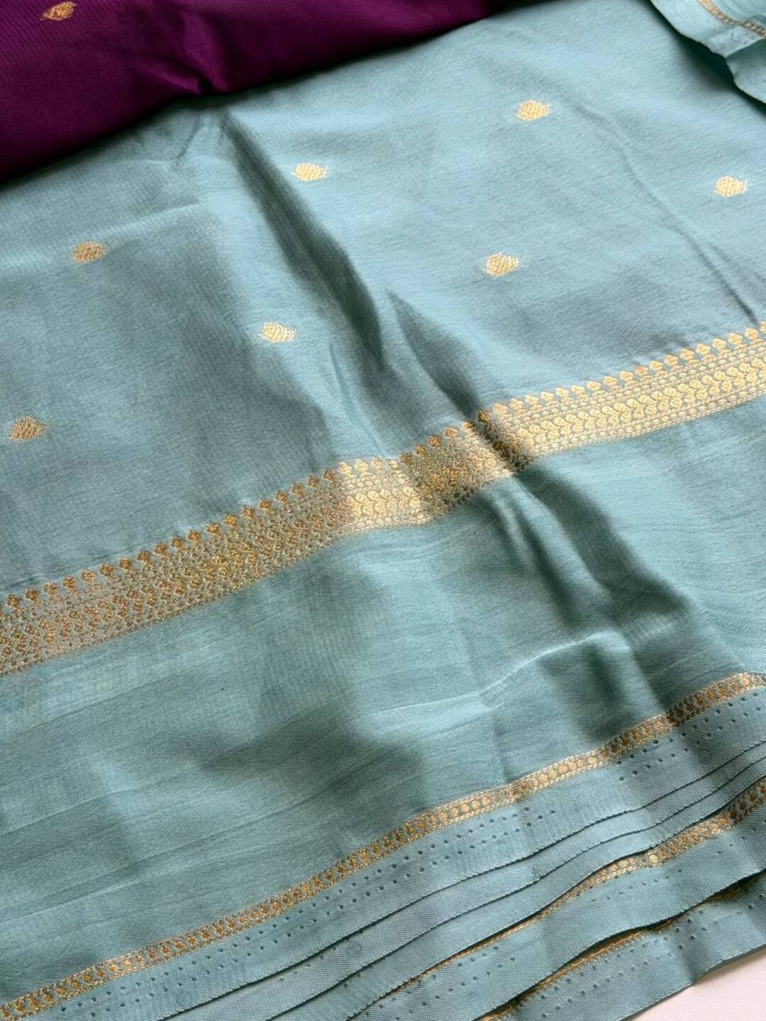 Royal Purple Semi Mysore Chiffon Saree