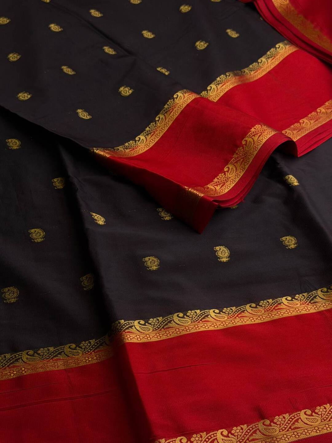 Black Semi Mysore Chiffon Silk Saree