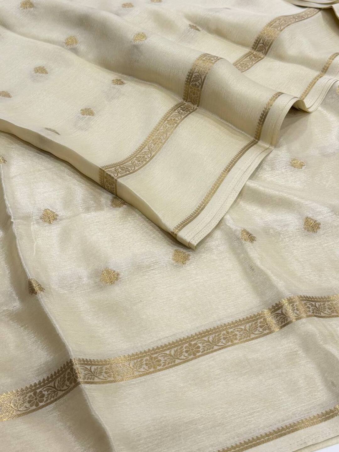 Off White Chiffon Silk Saree