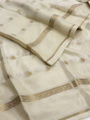Off White Chiffon Silk Saree