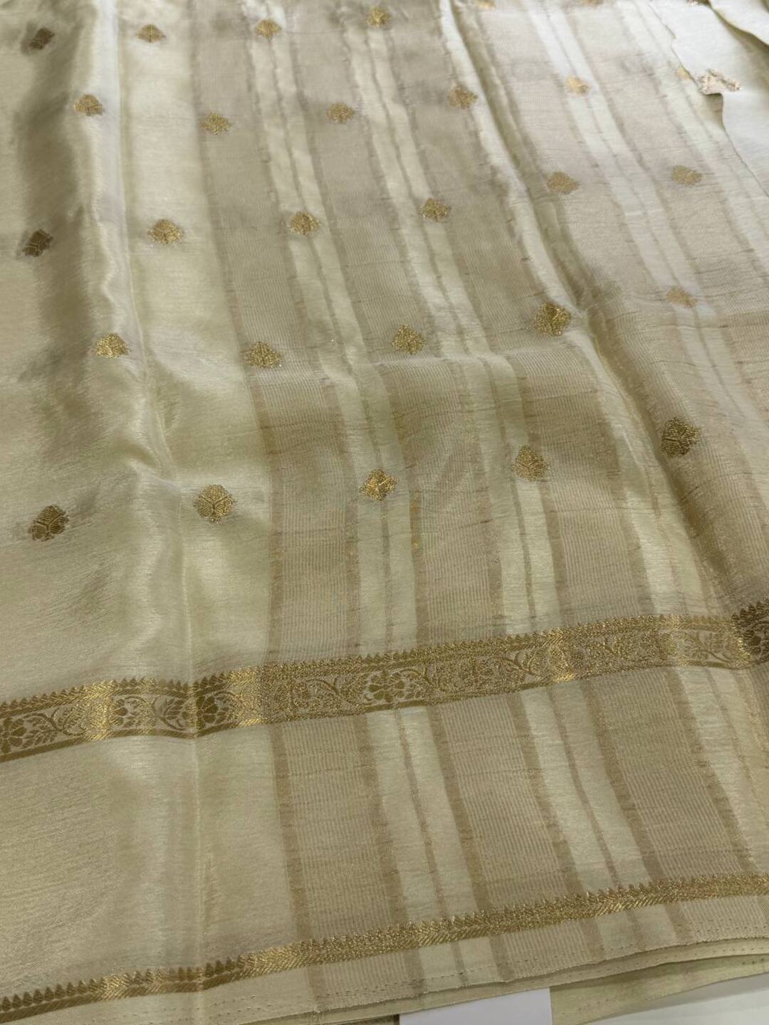 Off White Chiffon Silk Saree