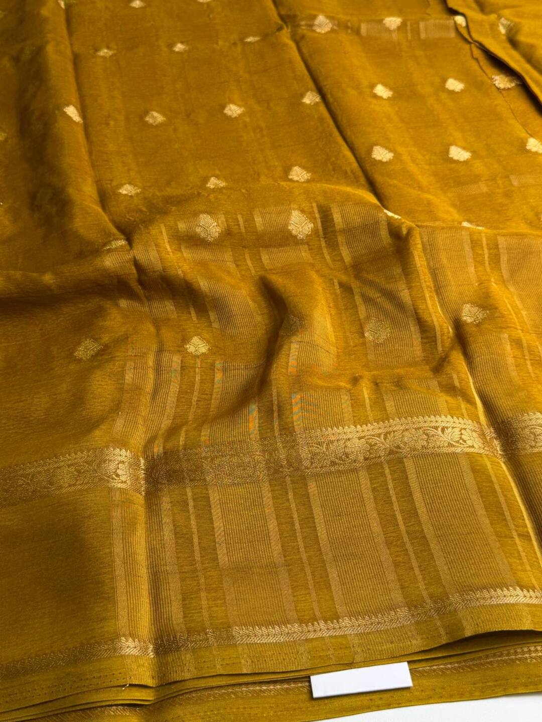 Olive Yellow Chiffon Silk Saree